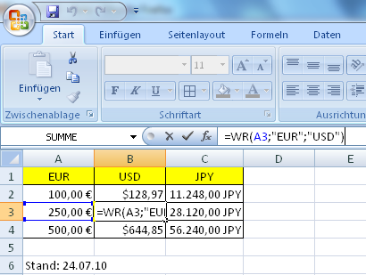 Whrungsumrechner fr Microsoft Excel - Klick fr Download